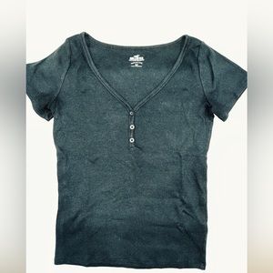 Hollister black henley tee